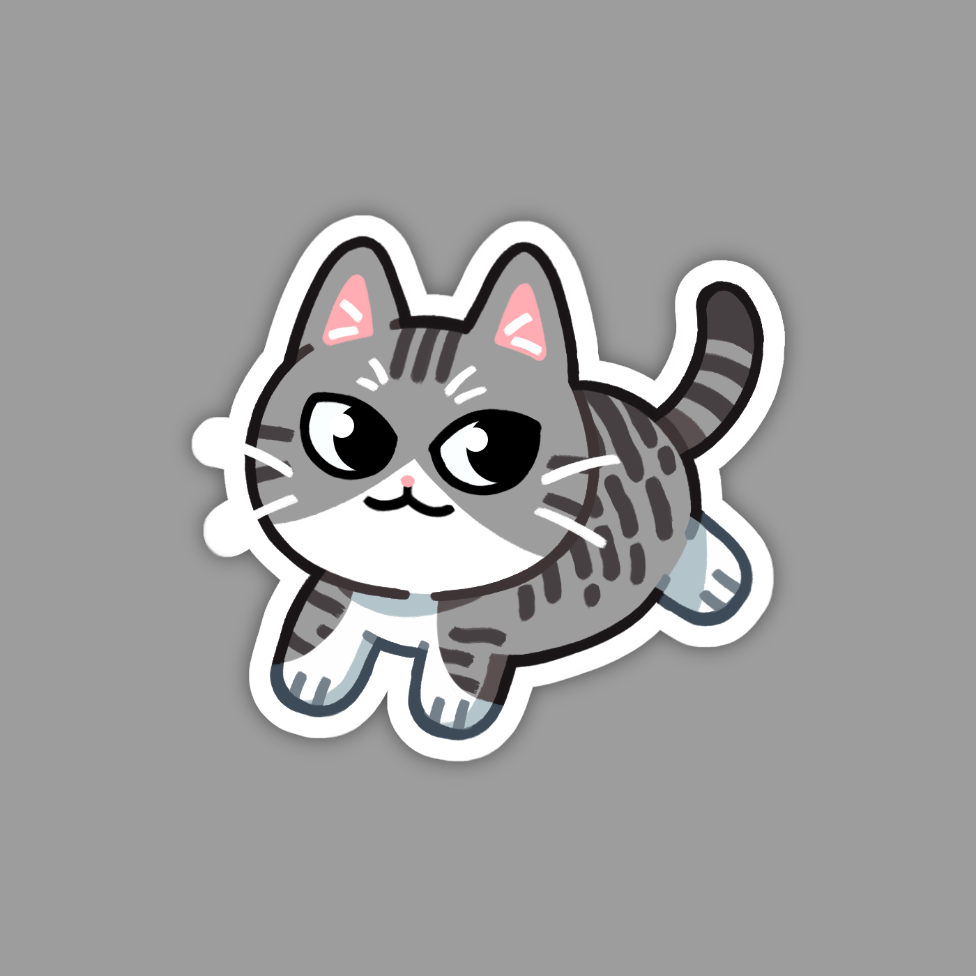Silver Grey Tabby Cat Sticker