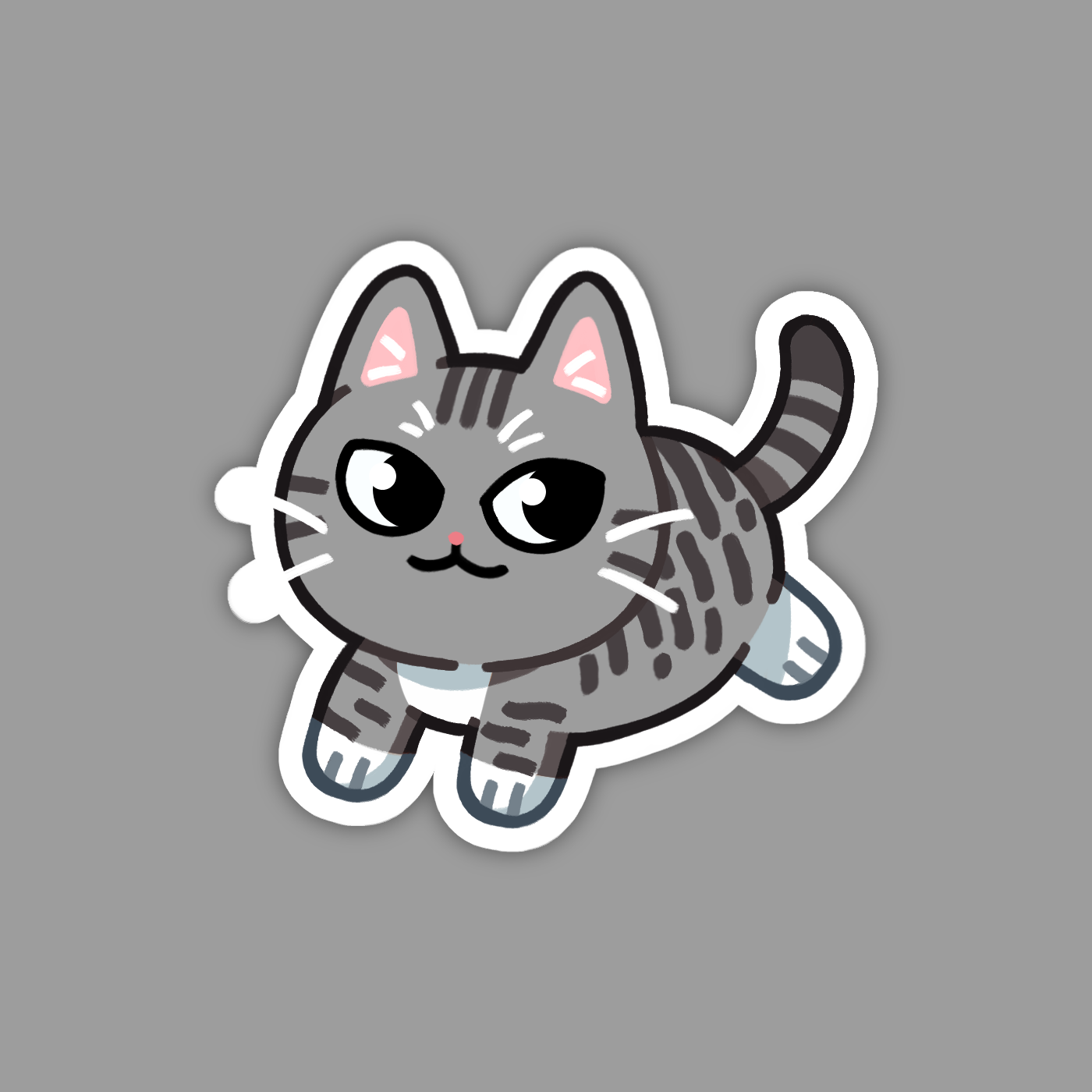 Silver Grey Tabby Cat Sticker