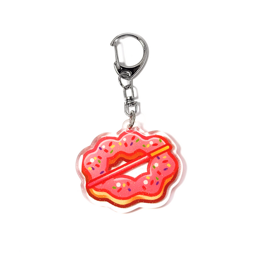 Strawberry Mochi Donut Keychain