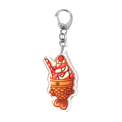 Strawberry Taiyaki Ice Cream Keychain