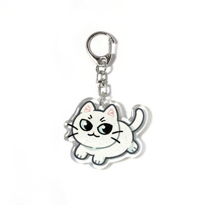 White British Shorthair Cat Keychain