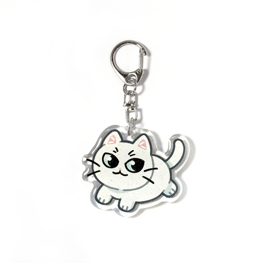 White British Shorthair Cat Keychain