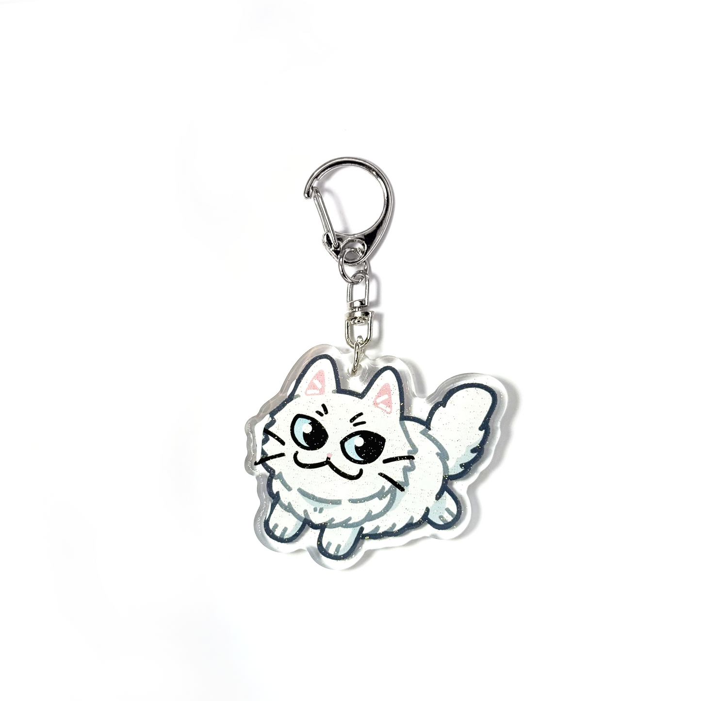 White Persian Cat Keychain