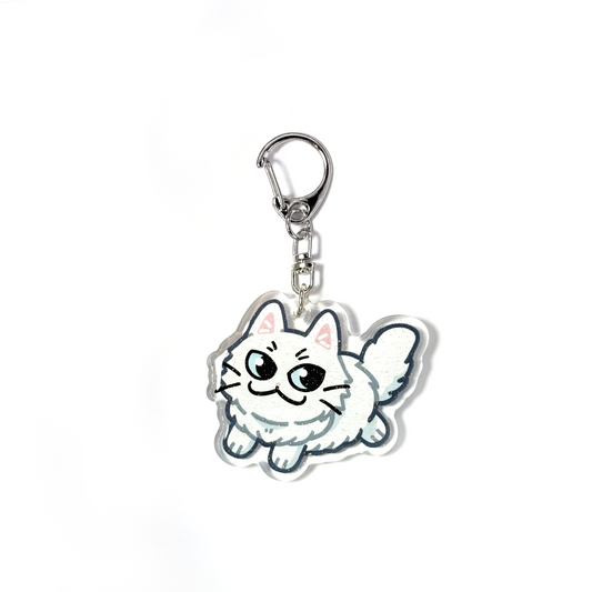 White Persian Cat Keychain