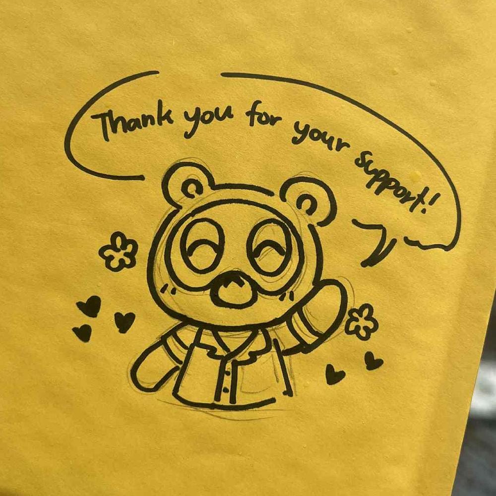 We offer a Tip Jar – get a free doodle on your envelope with your tip!