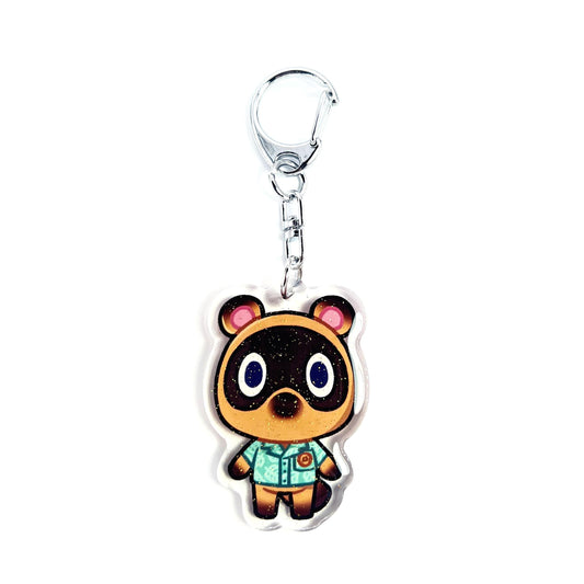 Raccoon, Tanuki, Tom Nook, Timmy and Tommy | Animal Crossing Acrylic Glitter Keychain